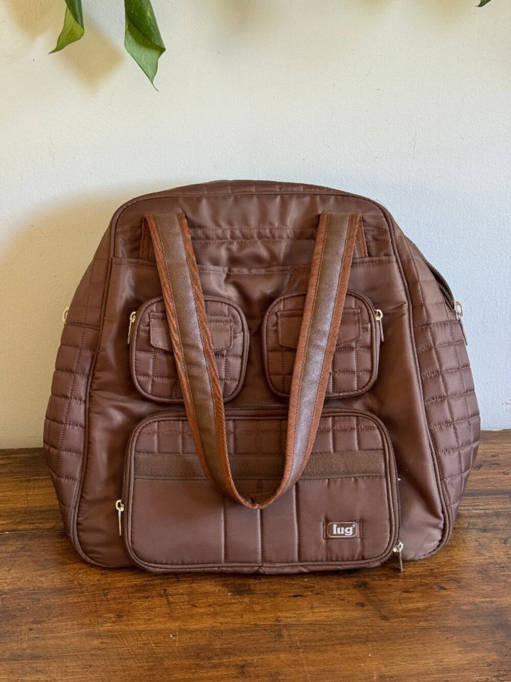 Brown Lug Bag with Lots of Pockets